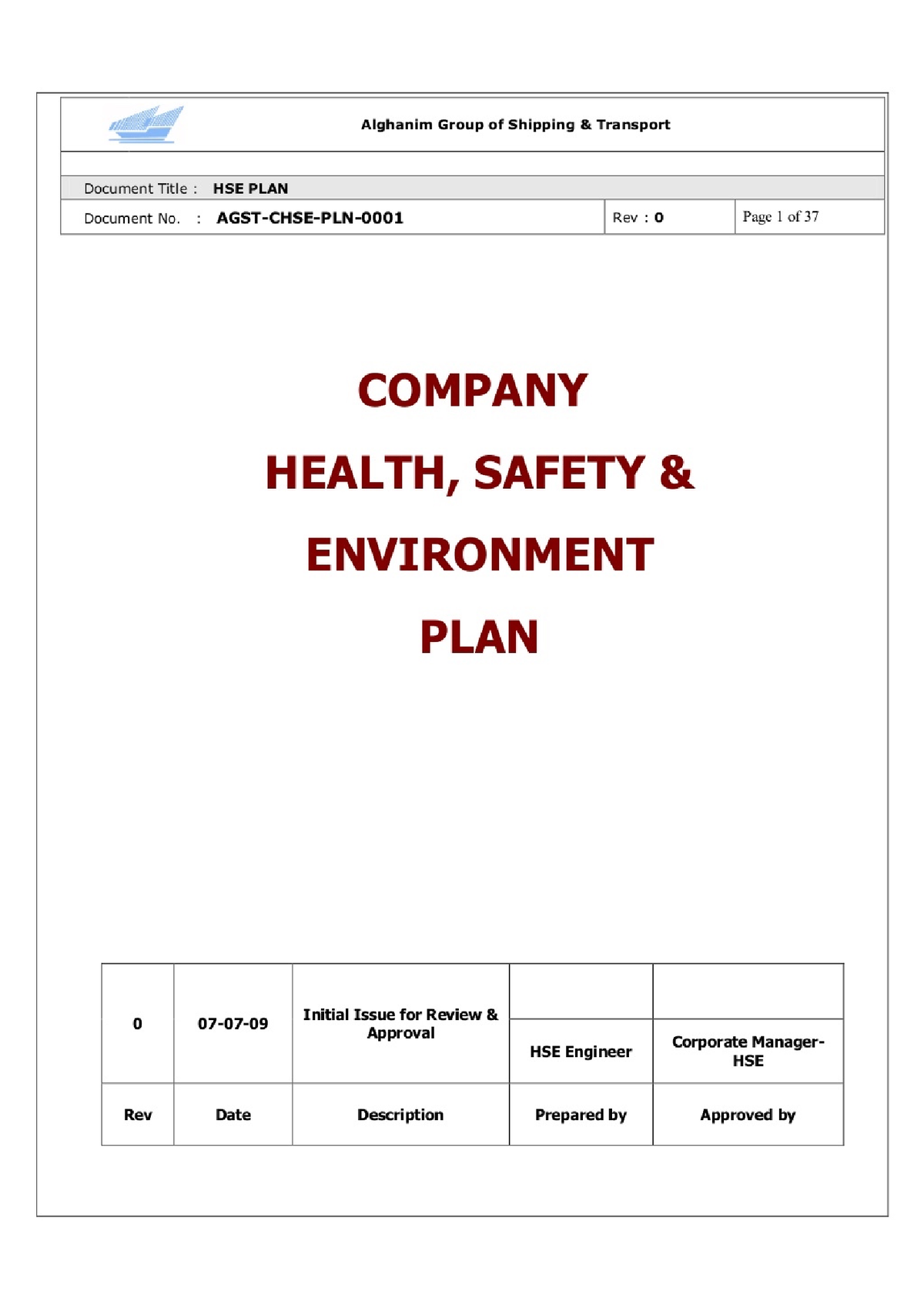 HSE Plan Example - Health Safety and Environment template for study ...