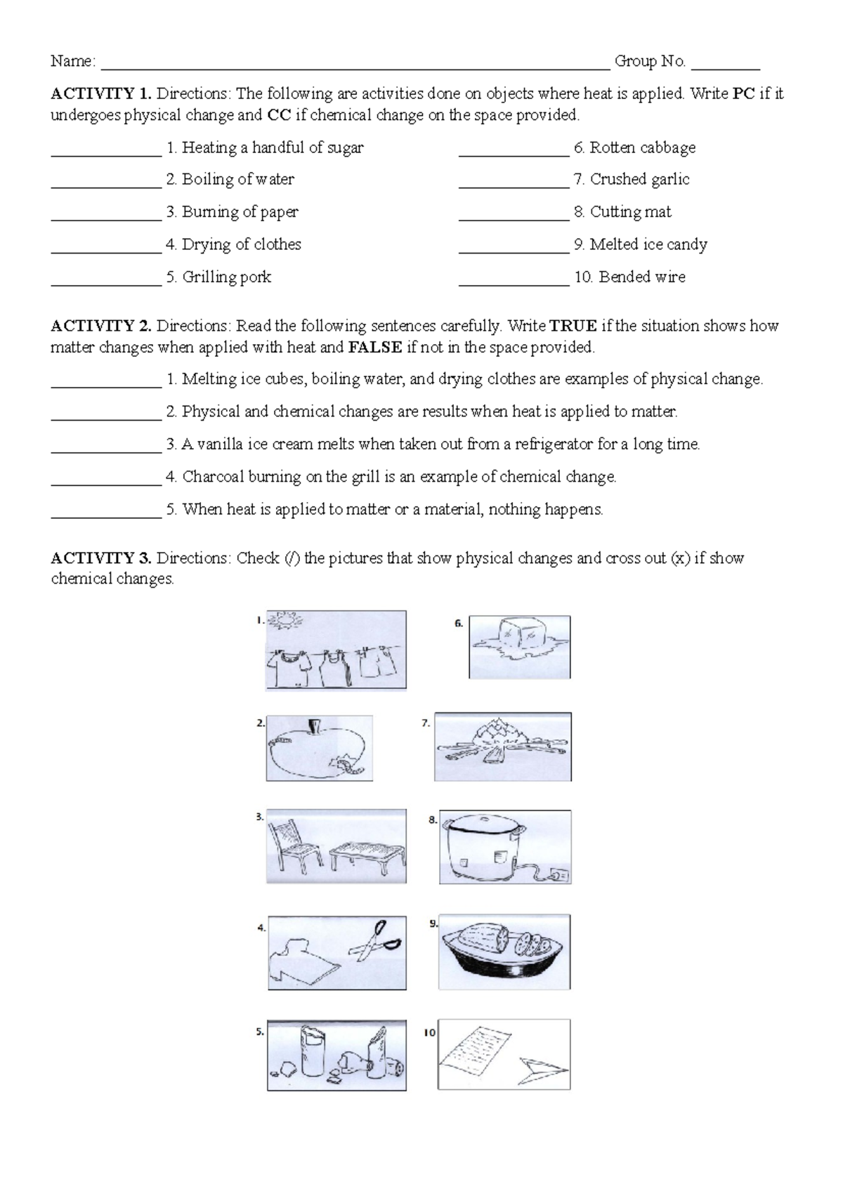 Q1-Absence or Presence of Heat - Name