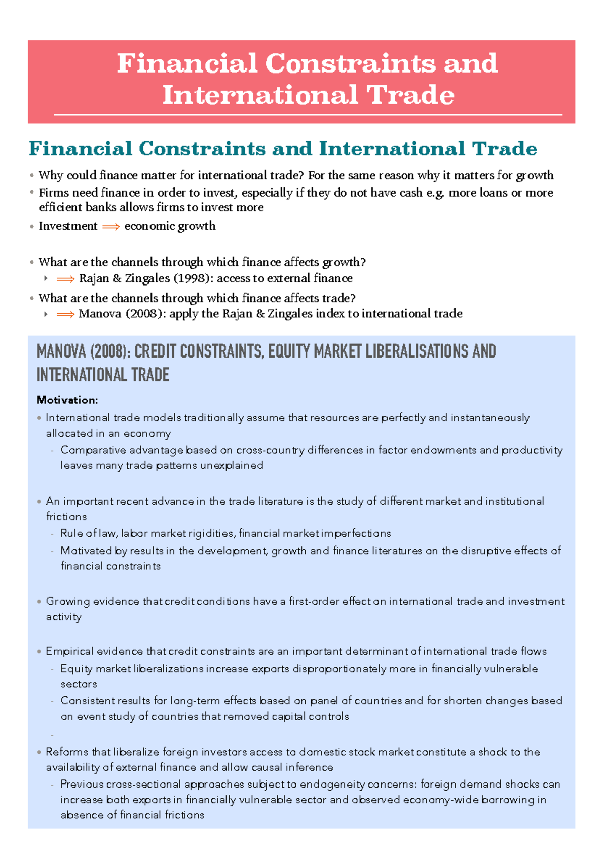 Financial Constraints and International Trade - more loans or more ...