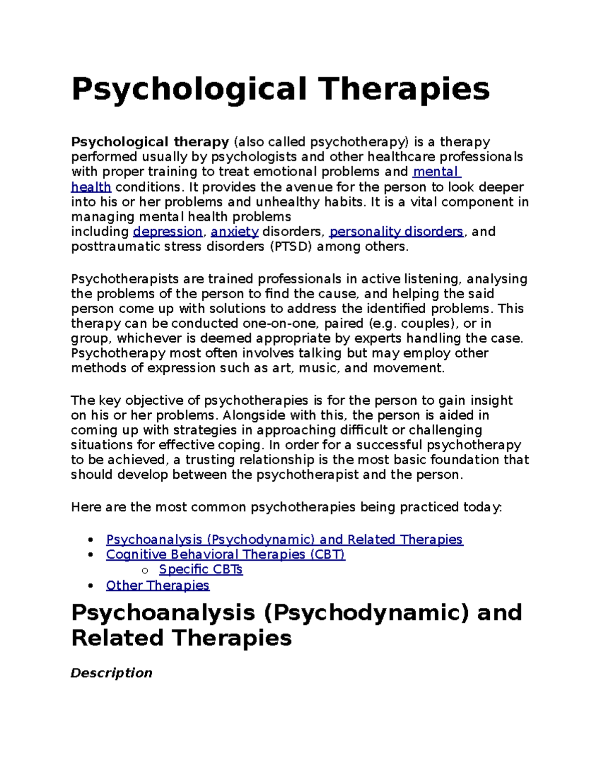 Psychological Therapies - Psychological Therapies Psychological therapy ...