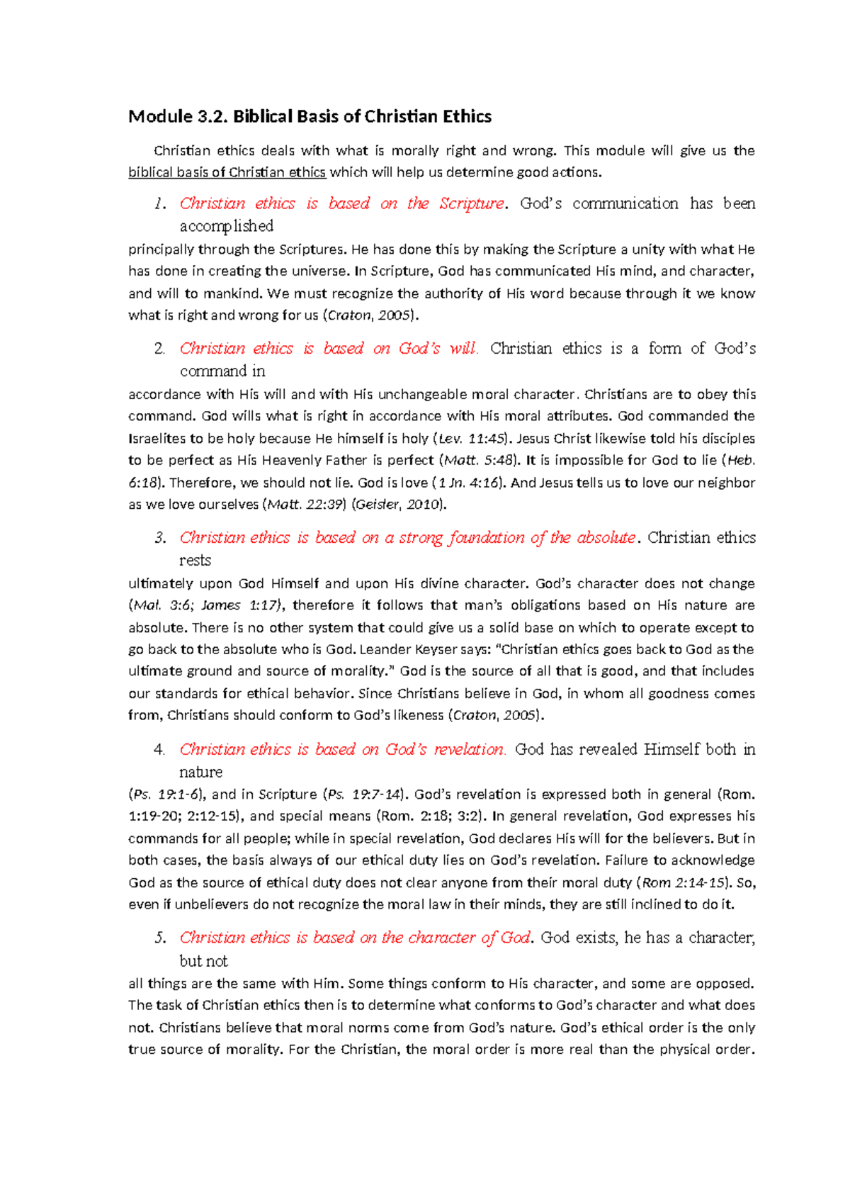 Module+3 - Module 3. Biblical Basis of Christian Ethics Christian ...