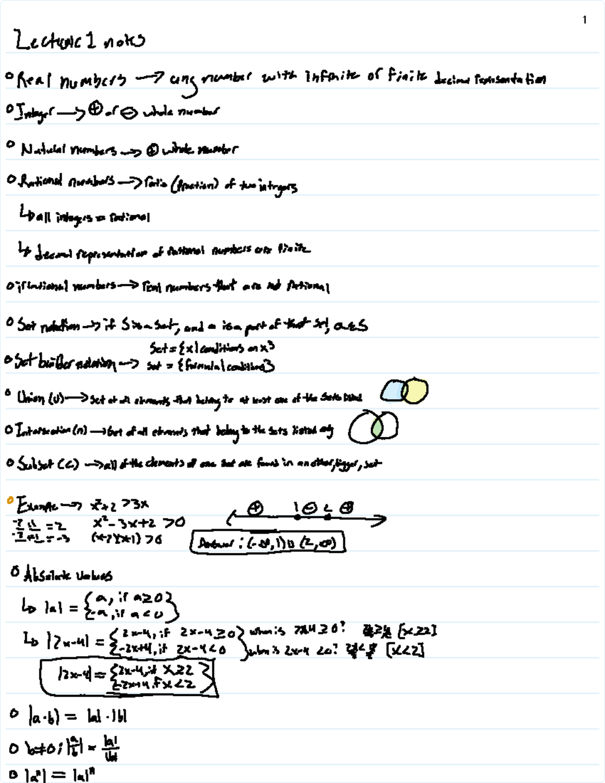 Math 100 Practice - 1 Lections 1 nots Real numbers any number with ...