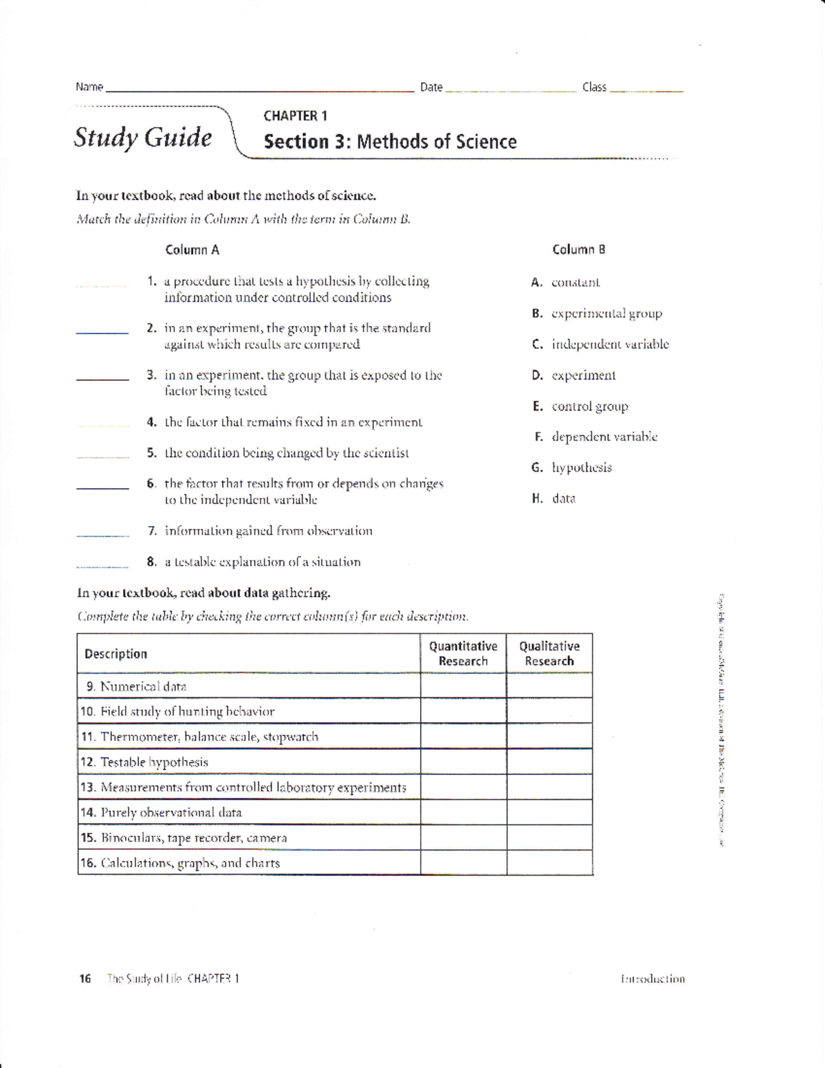 methods of science lesson 3 case study answer key