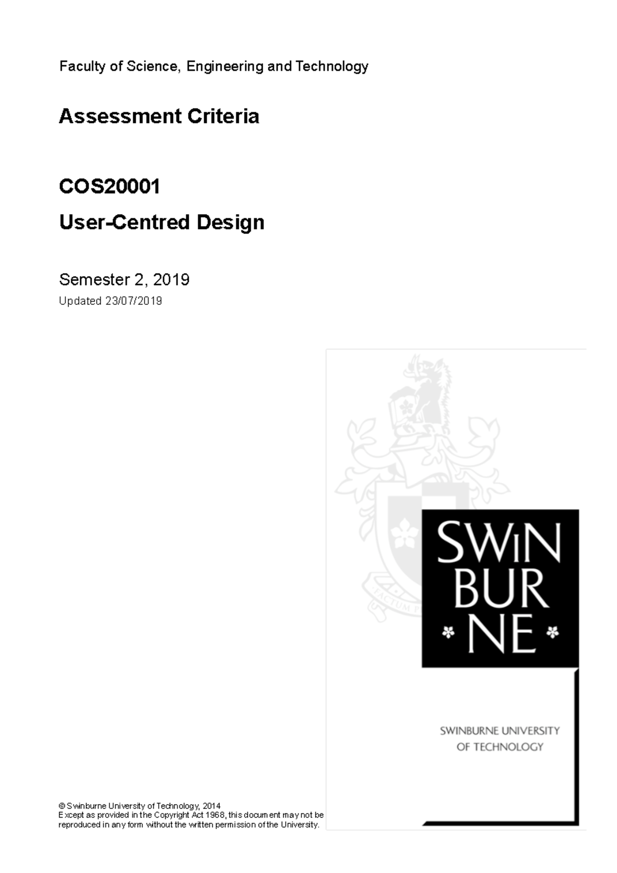 COS2000 1 Assessment Criteria - Faculty of Science, Engineering and ...
