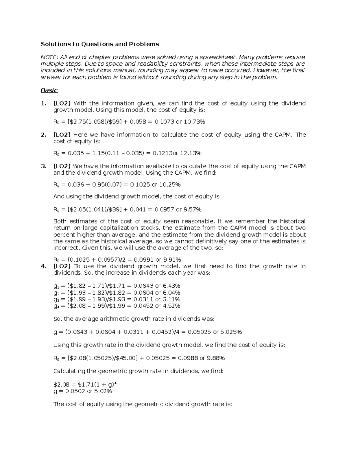 End of Chapter 14 solutions - Solutions to Questions and Problems NOTE ...