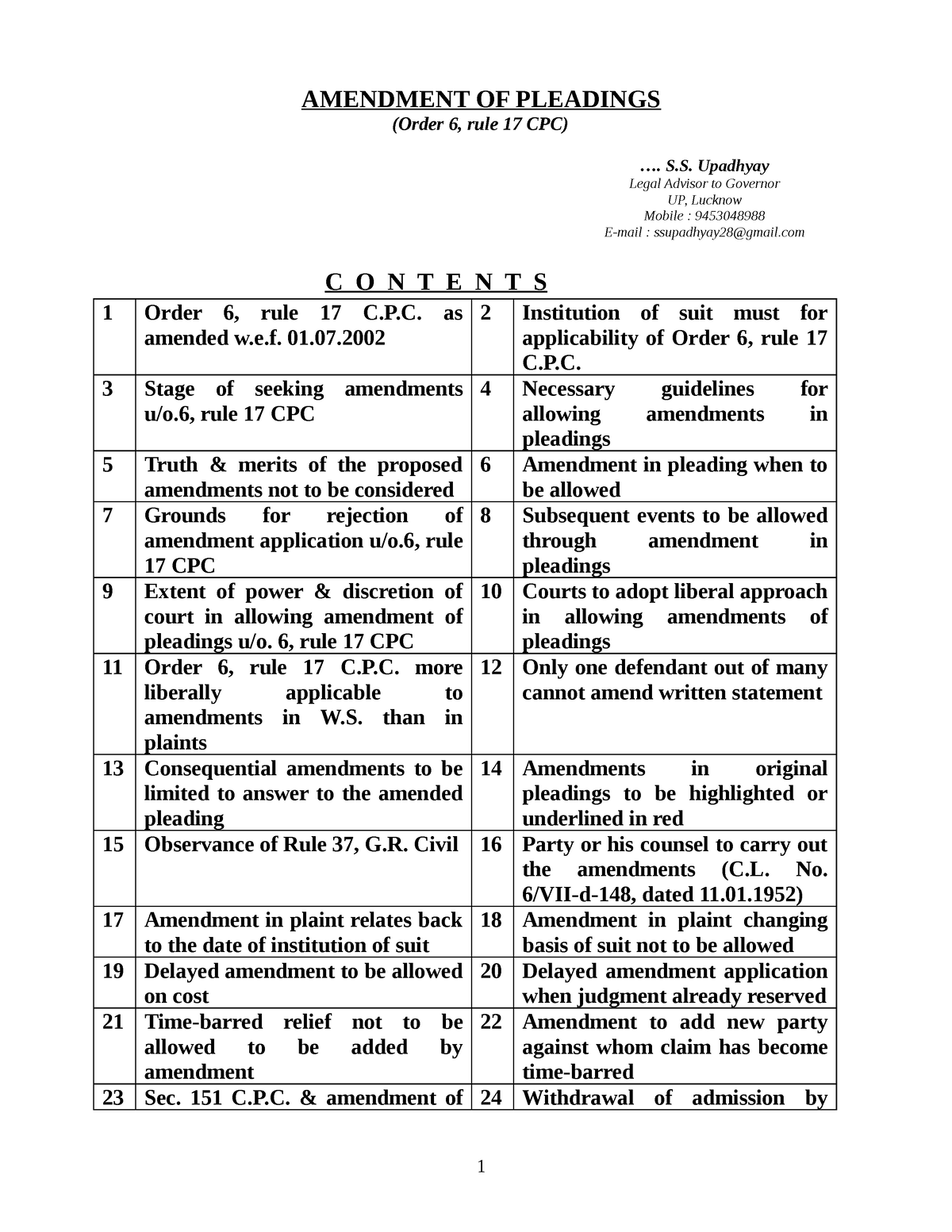 Amendment Of Pleadings Amendment Of Pleadings Order 6 Rule 17 Cpc S Upadhyay Legal