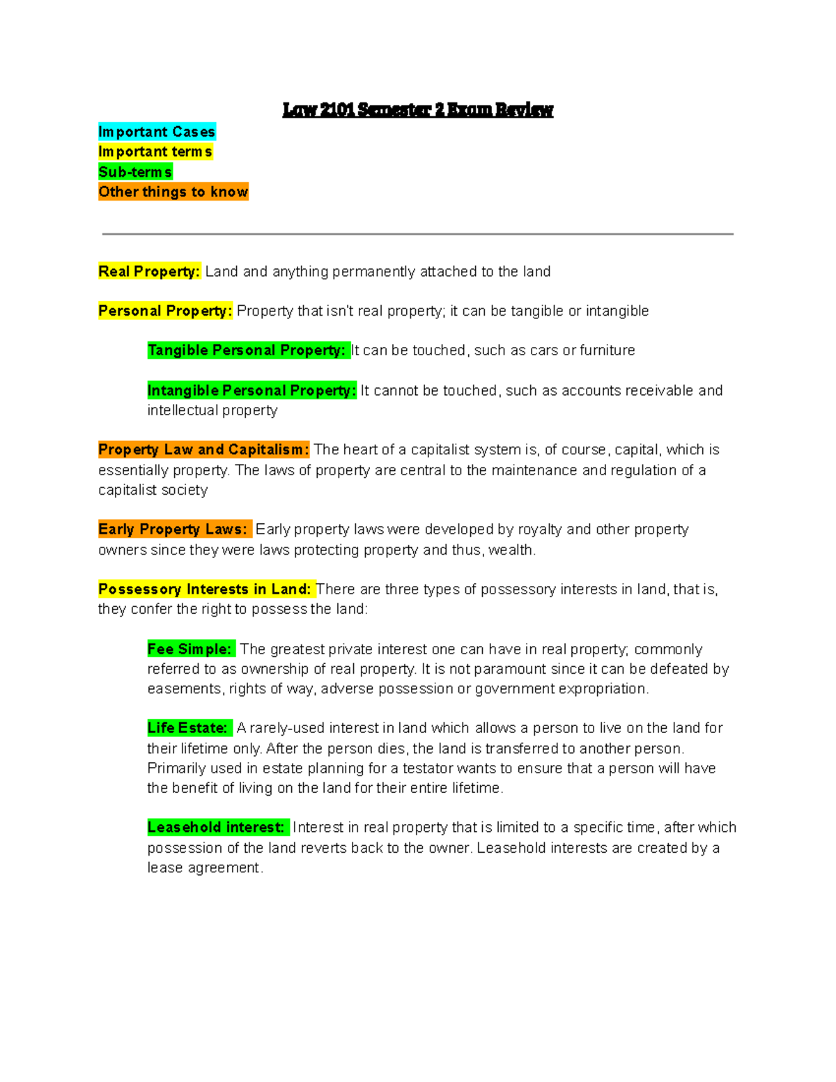 Second Semester Midterm review - Law 2101 Semester 2 Exam Review ...