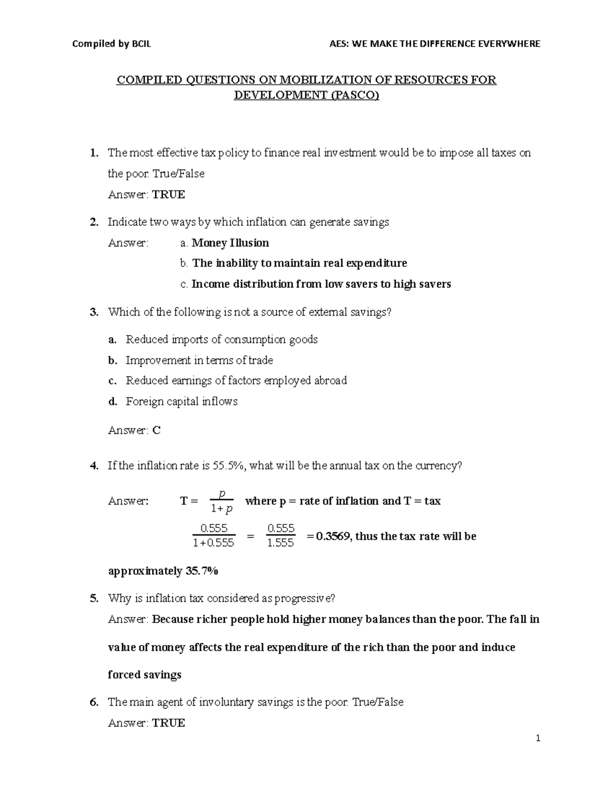 Grwoth pasco on mobilization - COMPILED QUESTIONS ON MOBILIZATION OF ...
