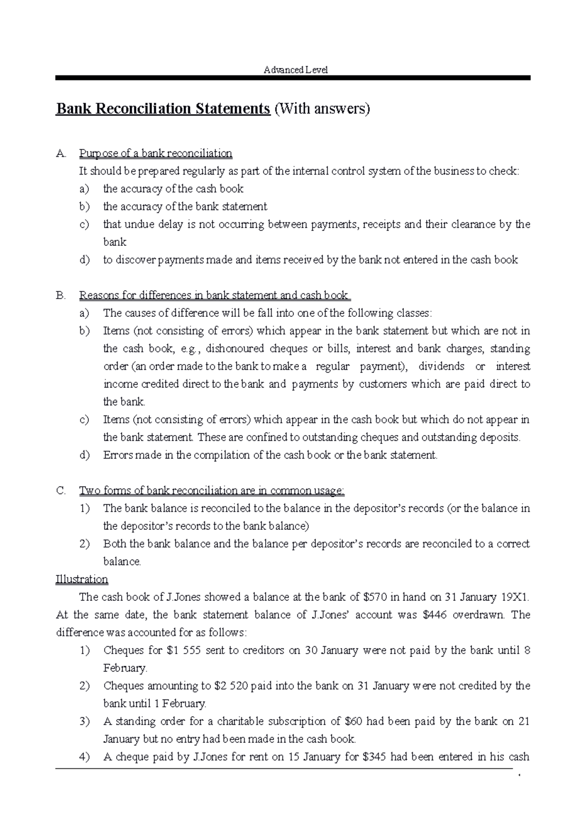 Bank Reconciliation Statements With Answ Purpose Of A Bank reconciliation-of-cost-and-financial-statements-learn-important-terms