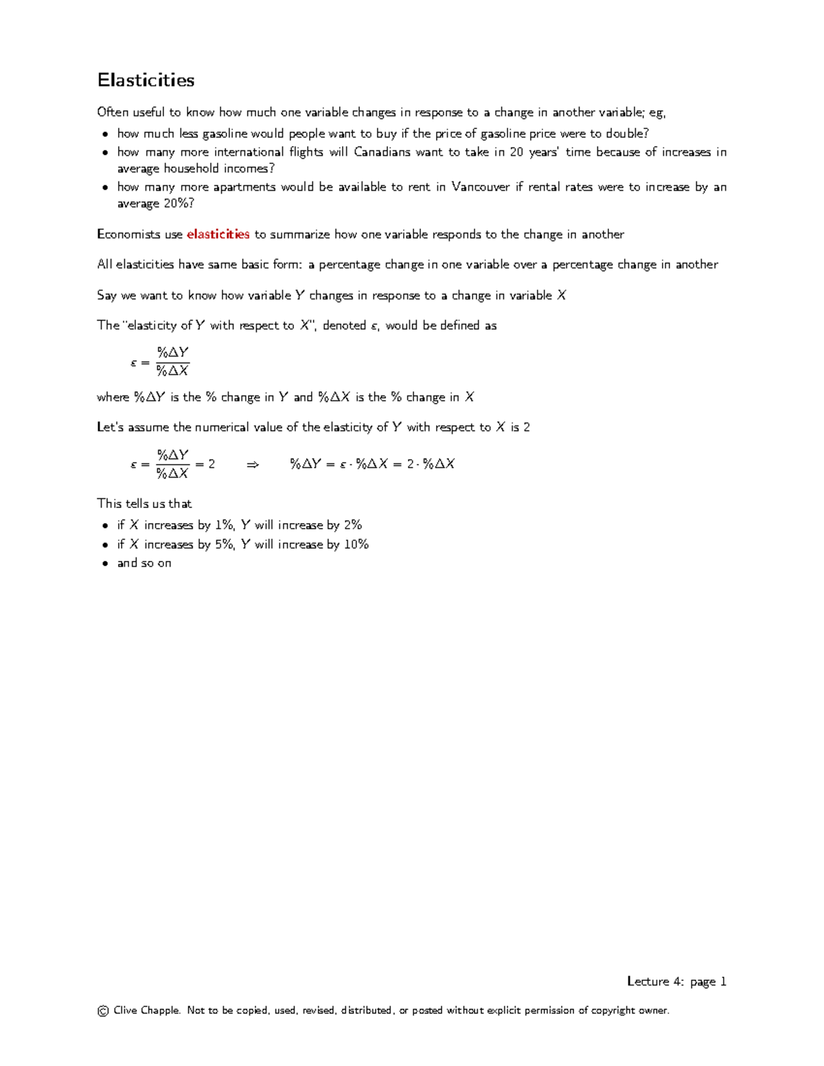 Chapter 5 Elasticity - Elasticities Often Useful To Know How Much One ...