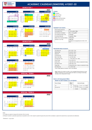 Smu Academic Calendar 2022 Ntu-Academic-Calendar Academic Year 2021-22-(Semester) - July August  September S M T W T F S S M T W - Studocu