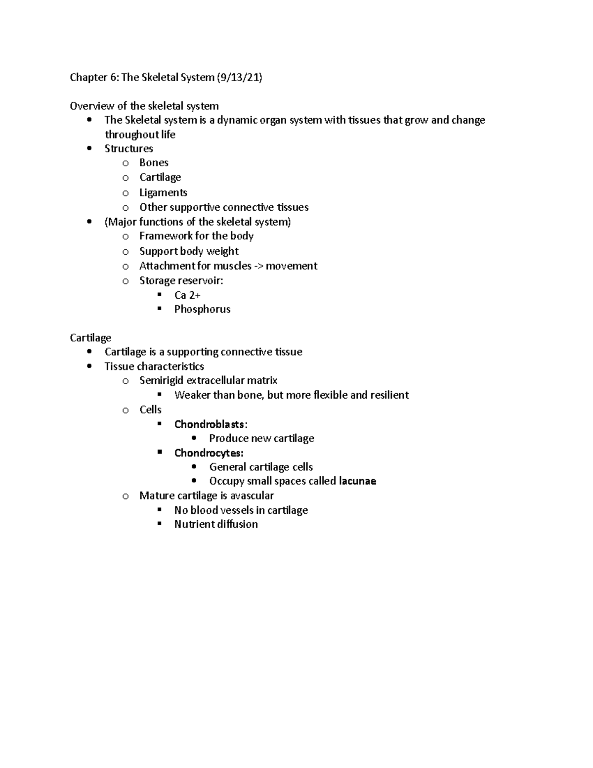 Chapter 6 - Taeger - Chapter 6: The Skeletal System (9/13/21) Overview ...