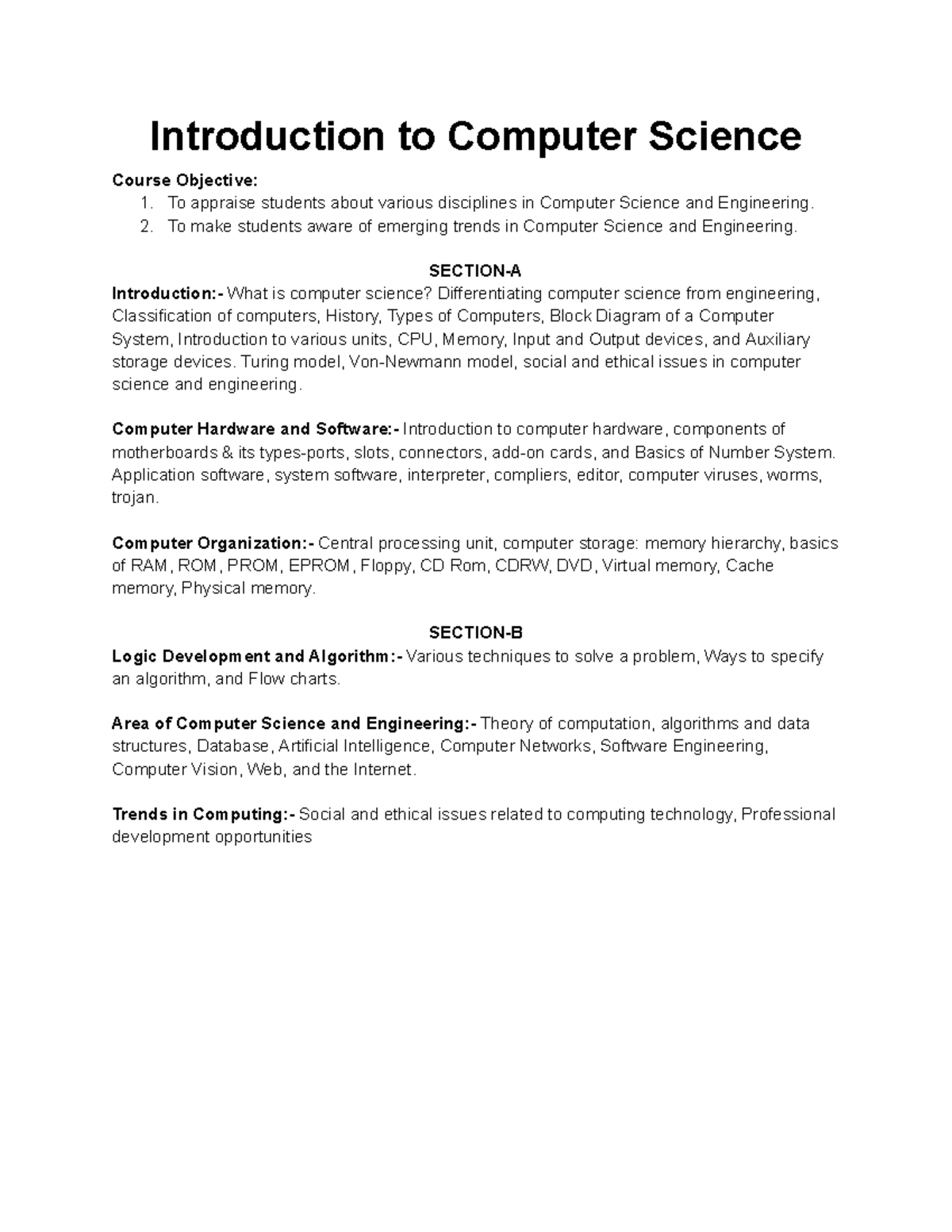 Intoduction to Computer Science - Introduction to Computer Science ...