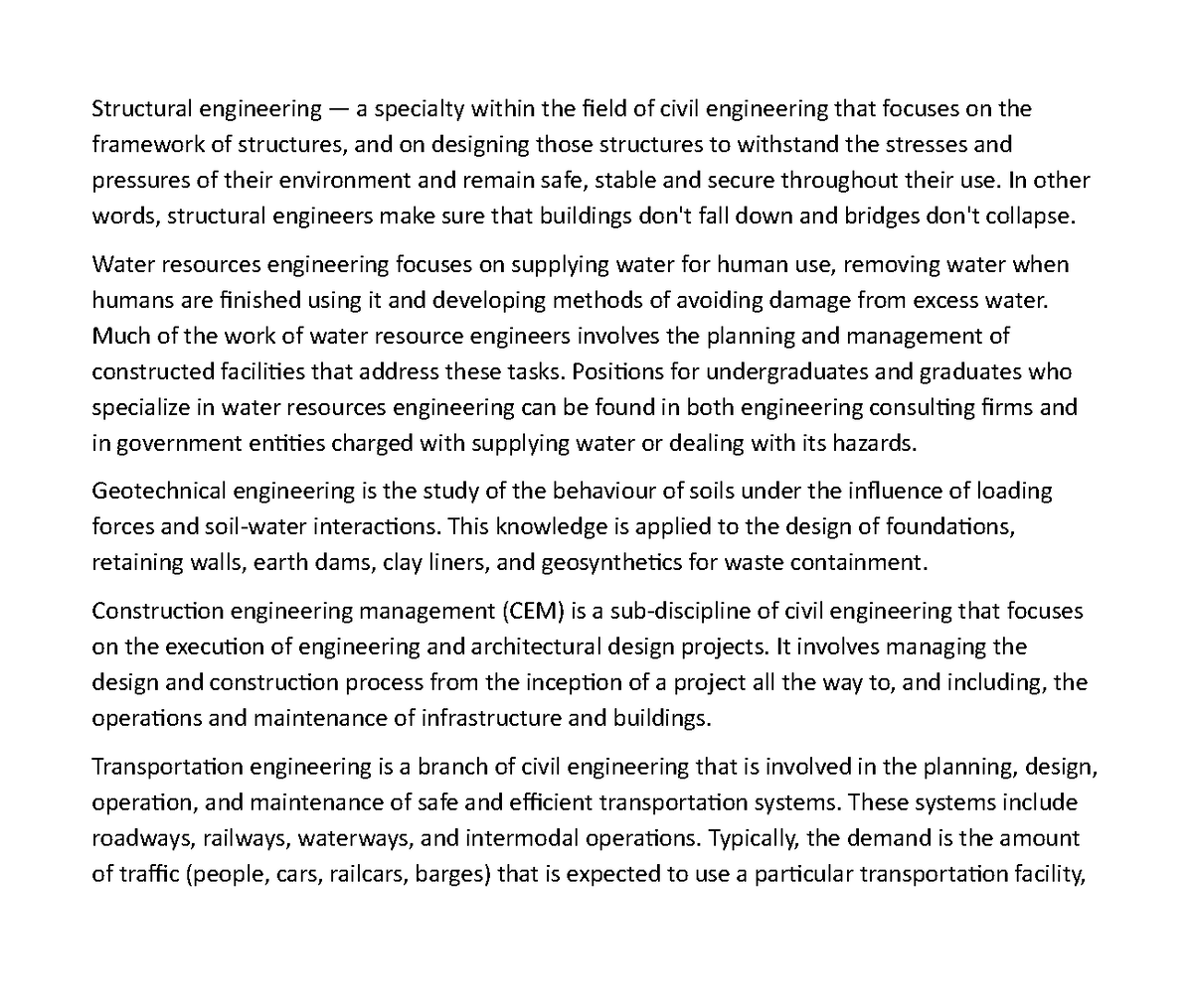 Disciplines Of Civil Engineering Structural Engineering A Specialty