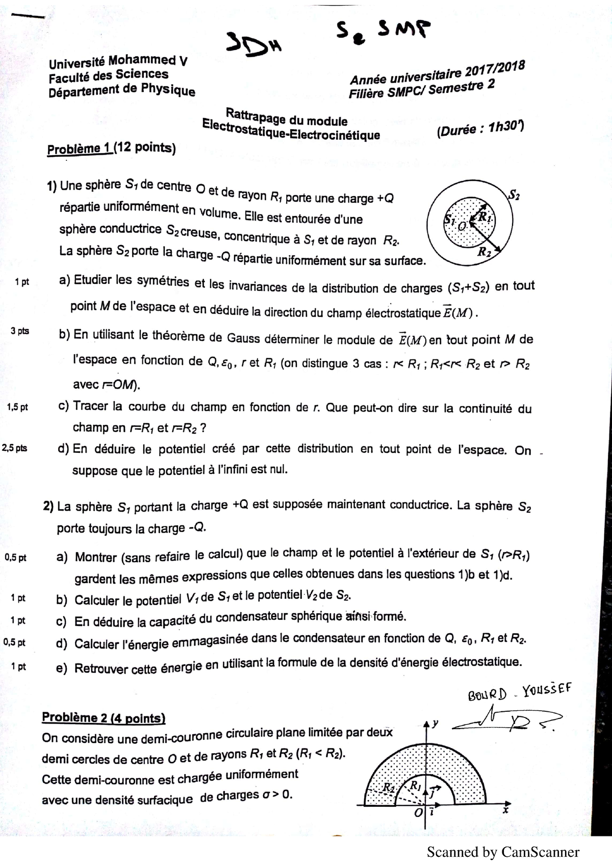 Electrostatiques Examen 2018 Correction - Physique - Studocu