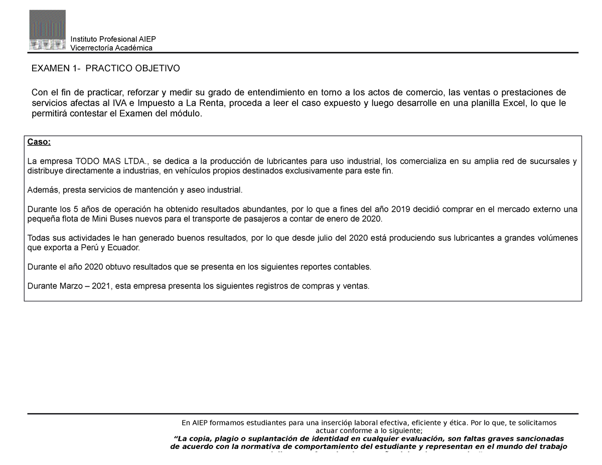 Caso Examen Informes Vicerrector A Acad Mica Examen Practico