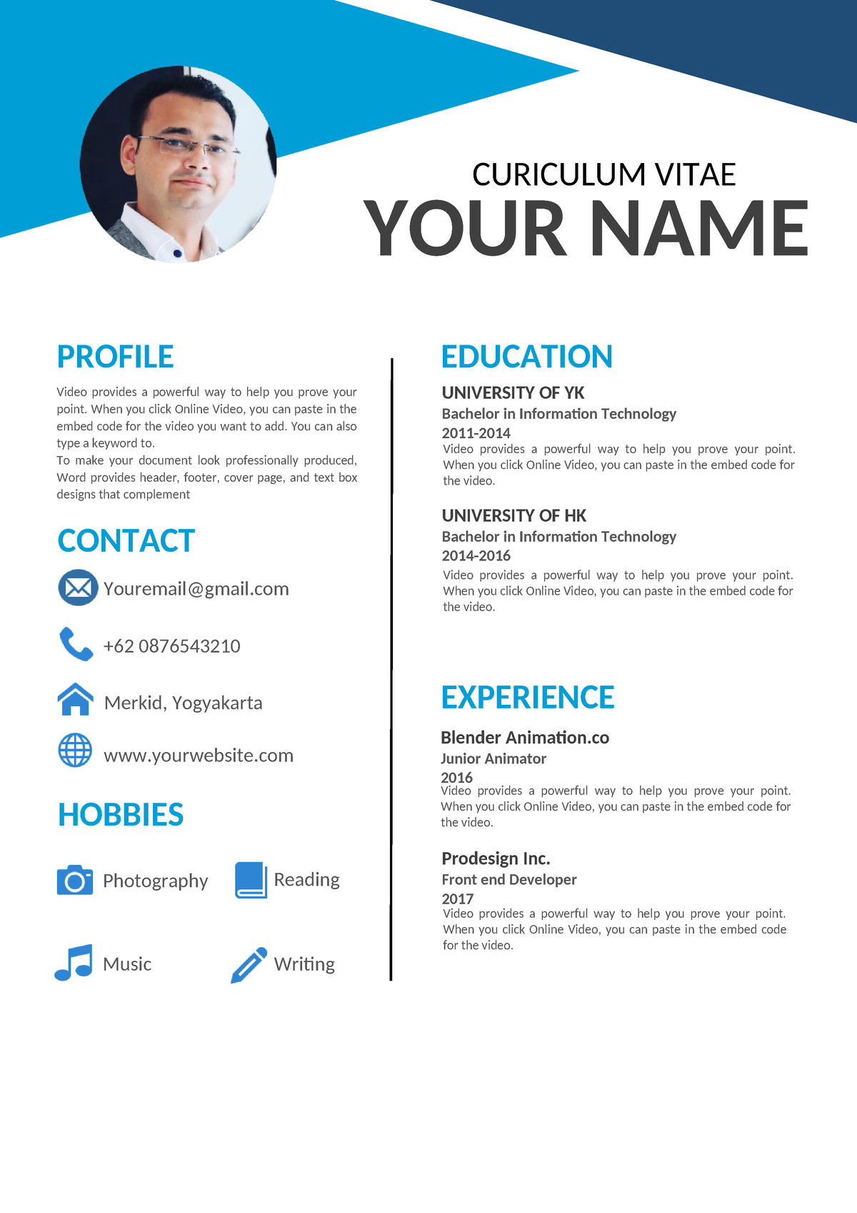 Resume CV Format Download-6 - CURICULUM VITAE YOUR NAME PROFILE CONTACT ...