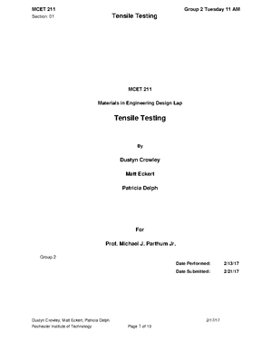Tensile test report complete pdf free - TITLE: TENSILE TEST FOR METALS ...