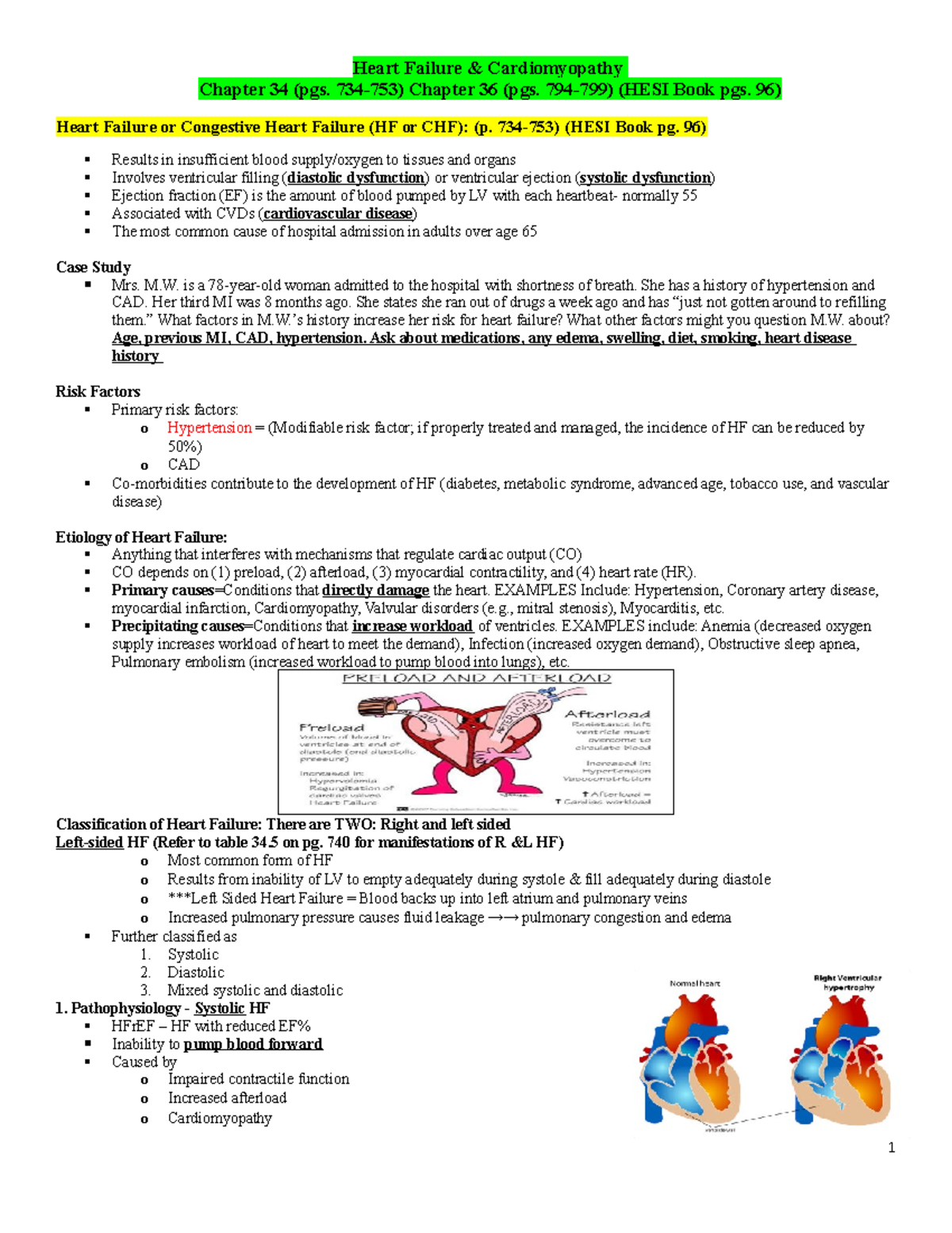 Heart Failure Cardiomyopathy Lecture Notes Student COPY revised - Heart ...