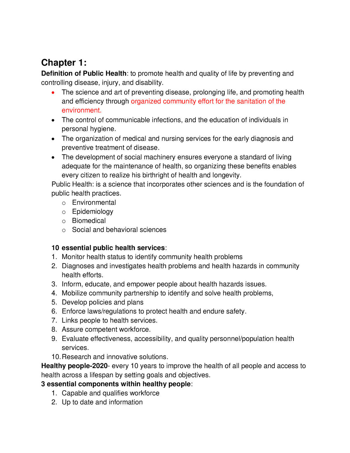 Study Guide For Exam 1 Community Health - Chapter 1: Definition Of ...