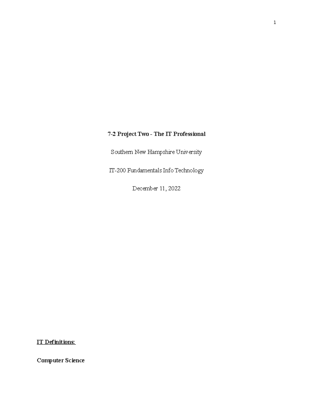 7-2 Project Two IT Professional - 7-2 Project Two - The IT Professional ...