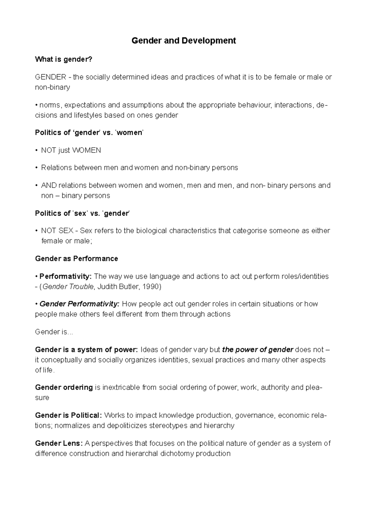 Gender and Development - Gender and Development What is gender? GENDER ...