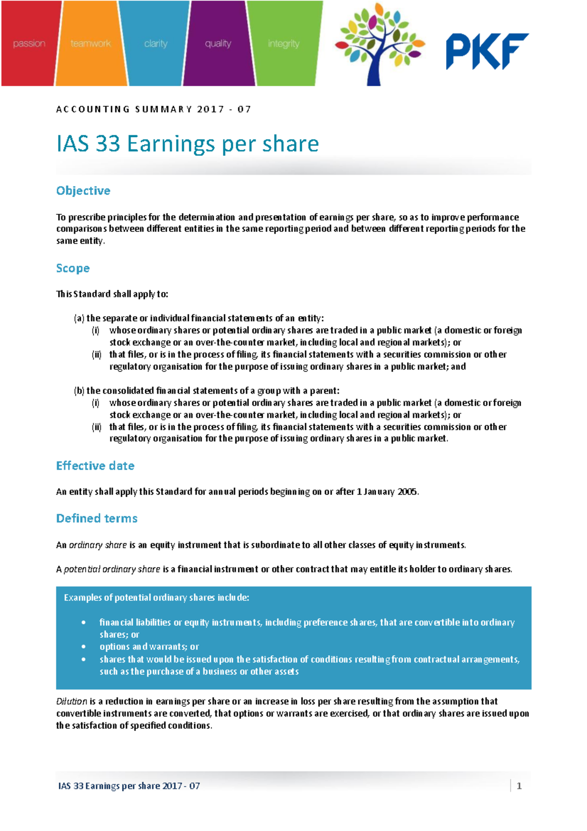 Ias 33 Earnings Per Share - A C C O U N T I N G S U M M A R Y 2017 - 0 ...