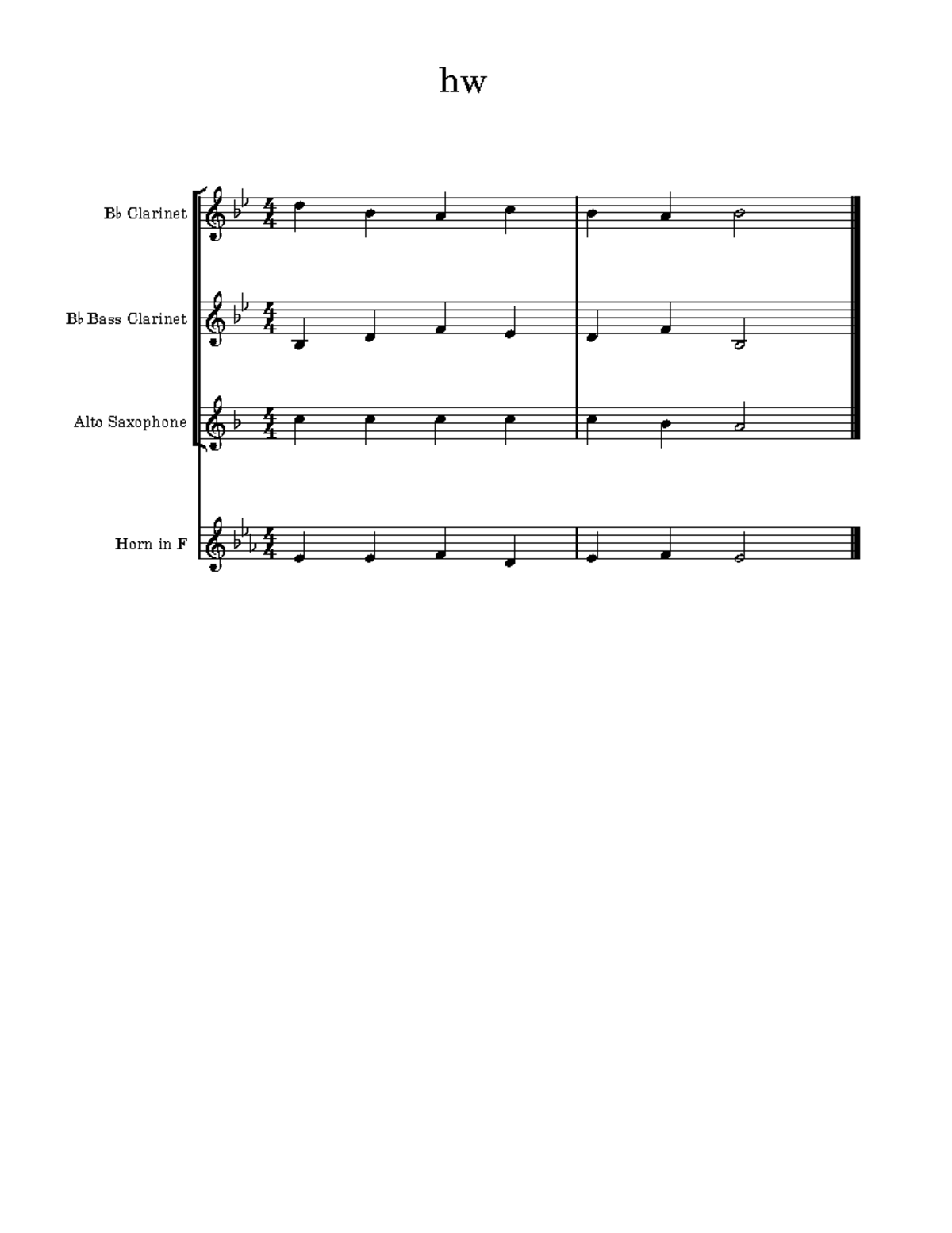Transposition HW MUS 317 hw Horn in F Alto Saxophone B♭ Bass