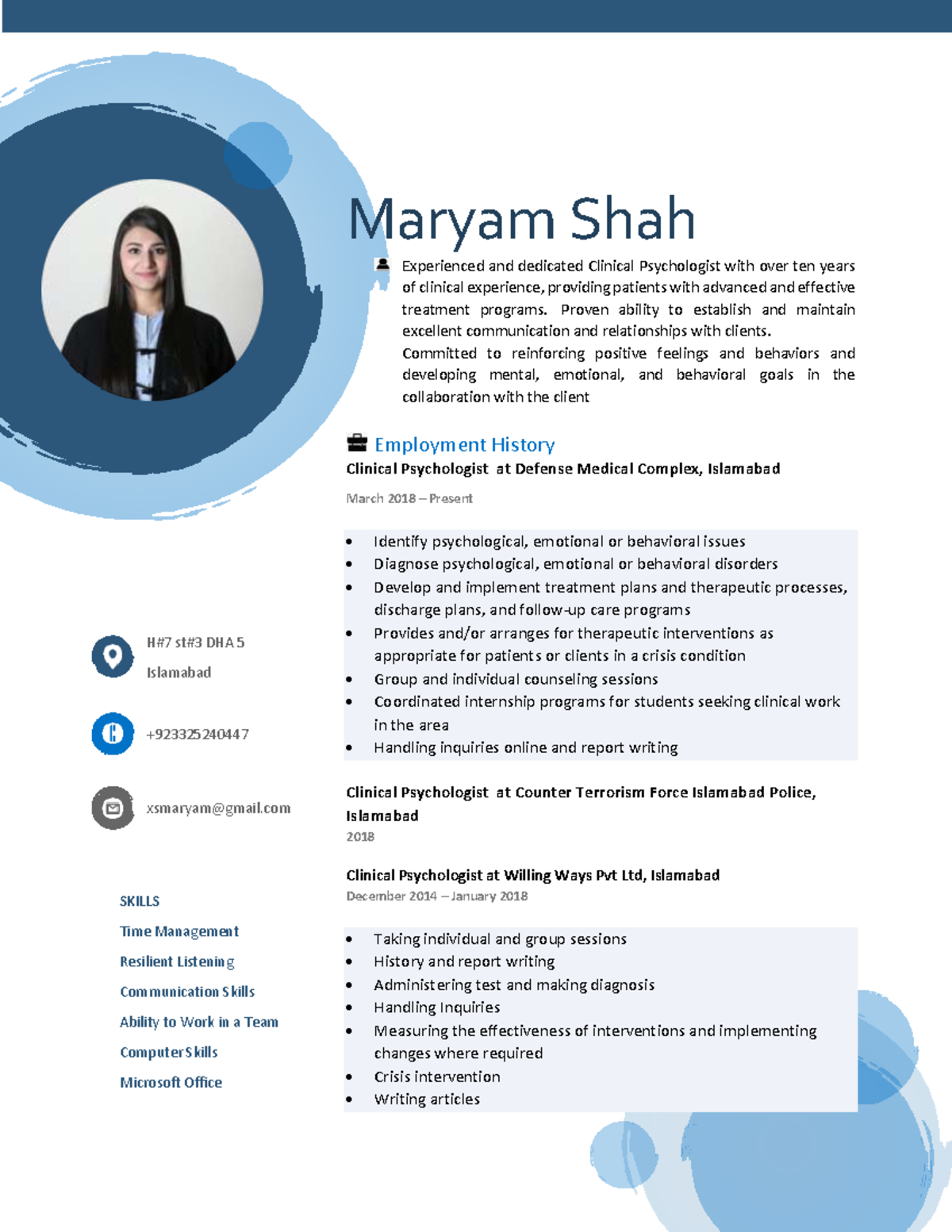 MS Resume Copy - asfaf - Maryam Shah Experienced and dedicated Clinical ...