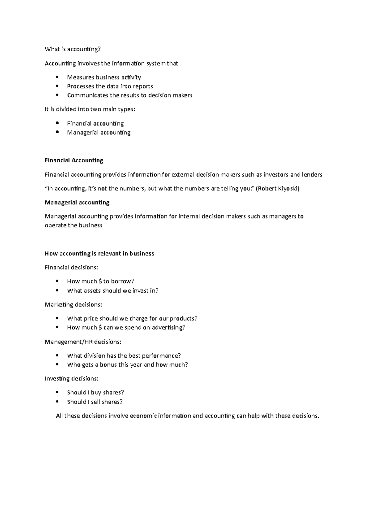 Accounting Week 1 - Lecture notes Week 1 - What is accounting ...