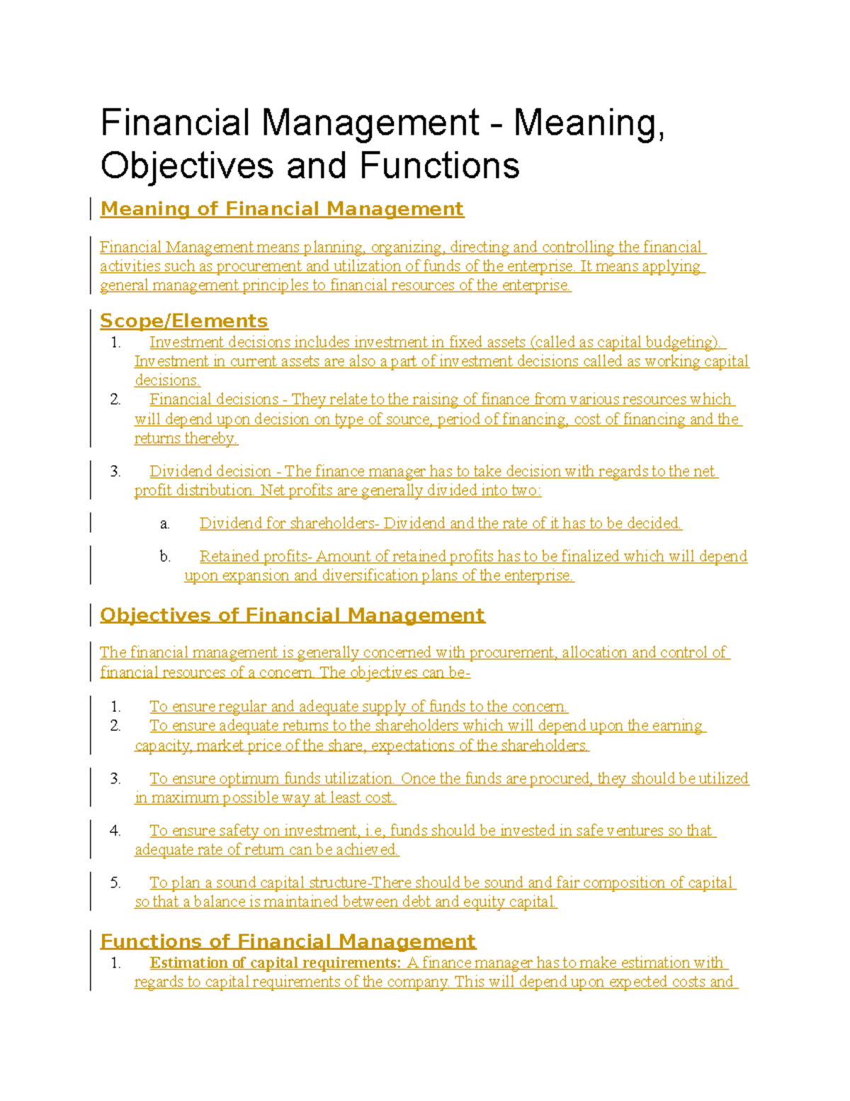 What Are The Different Functions Of Financial Management