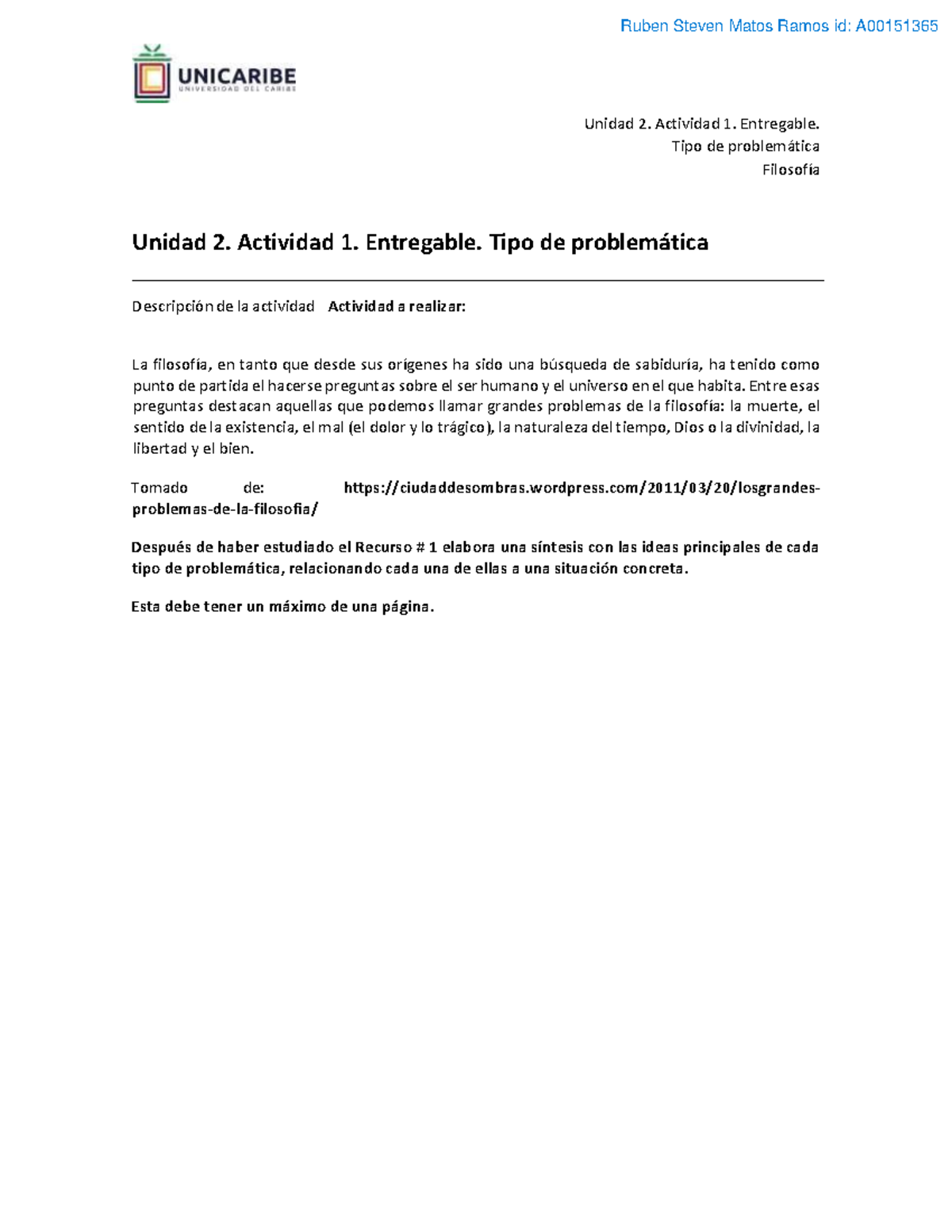 Unidad 2 Actividad 1 Entregable Tipo De Problemática Unidad 2 Actividad 1 Entregable 8755