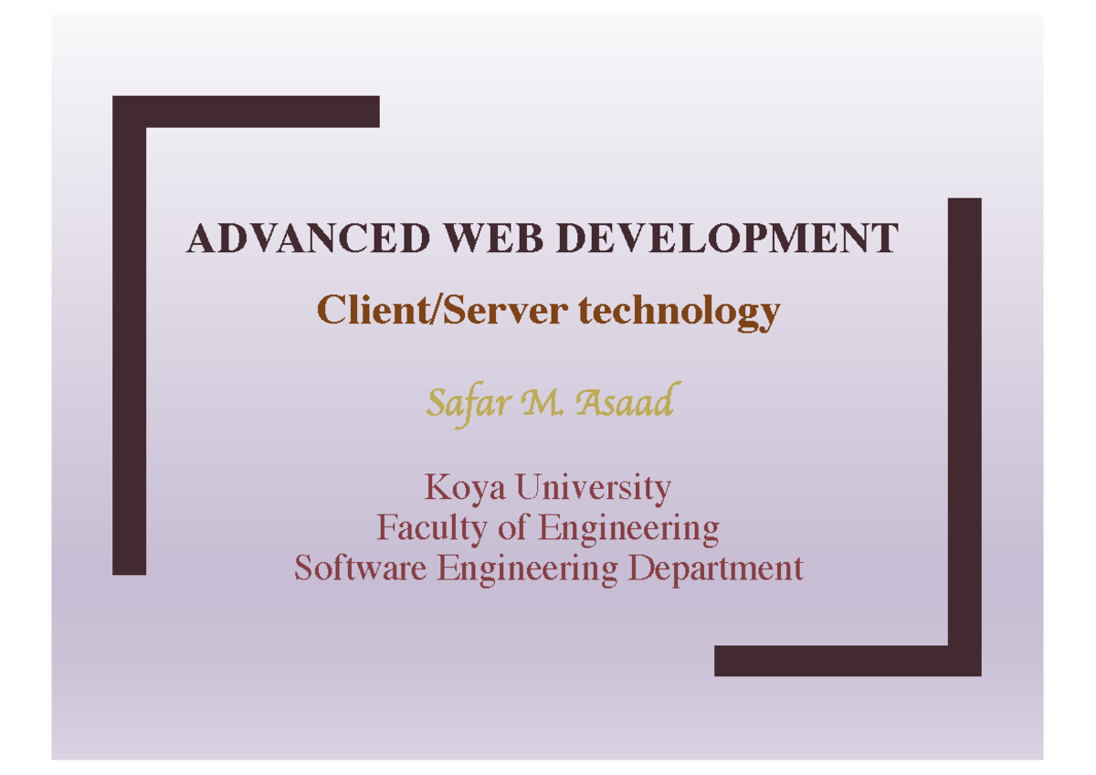 introduction to php and course outline - ADVANCED WEB DEVELOPMENT ...