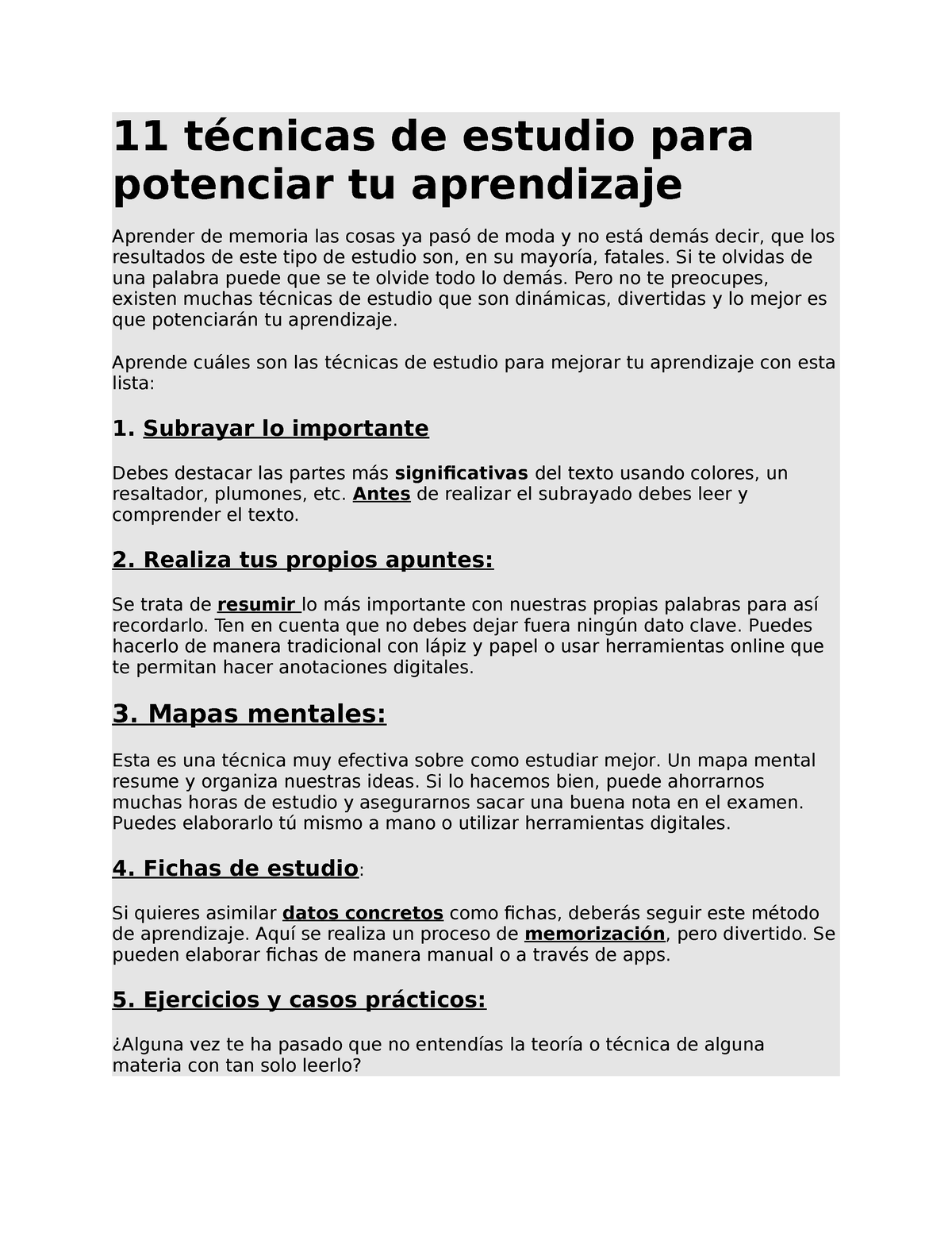 10 técnicas de estudio para potenciar tu aprendizaje