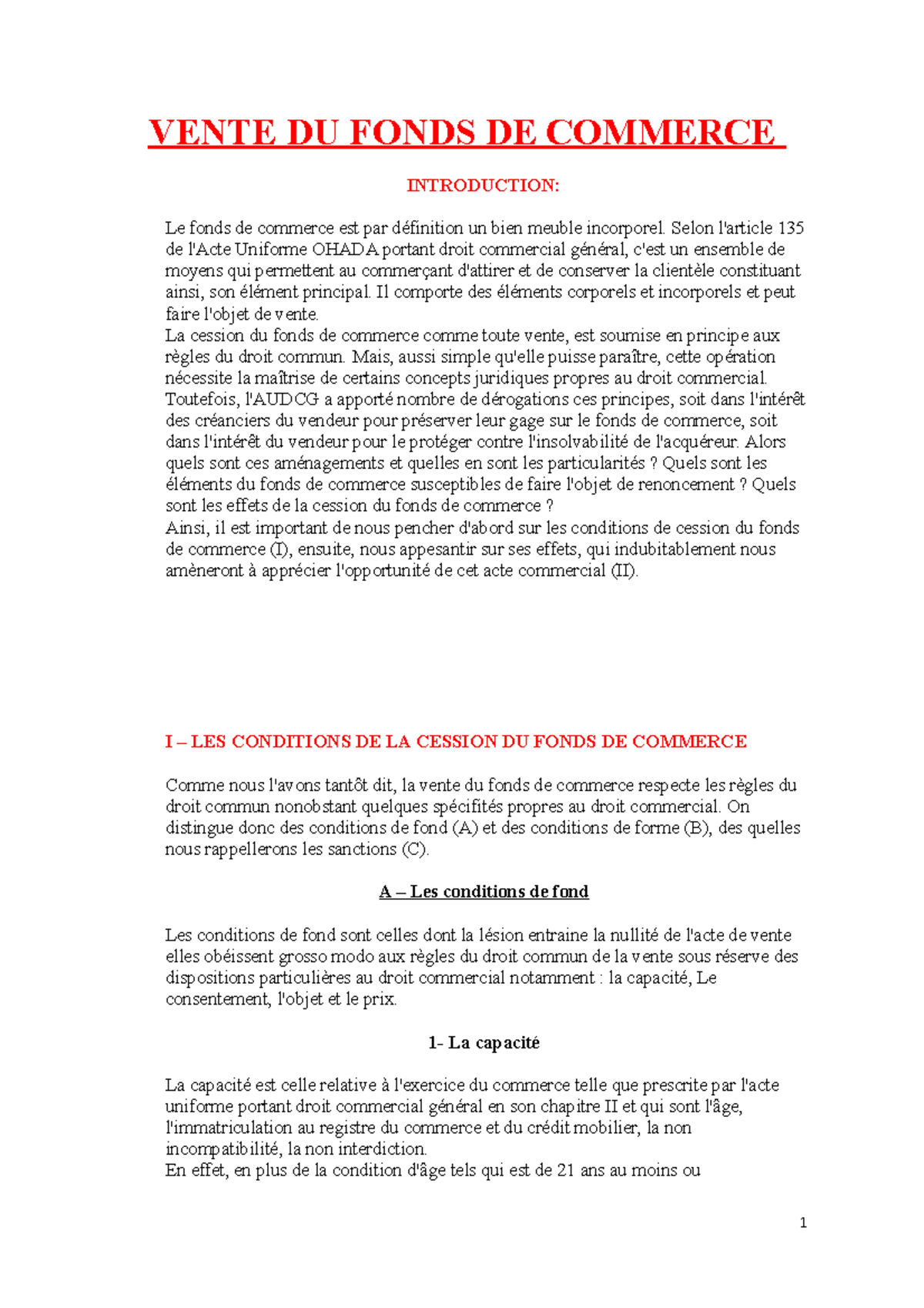 dissertation juridique le fond de commerce