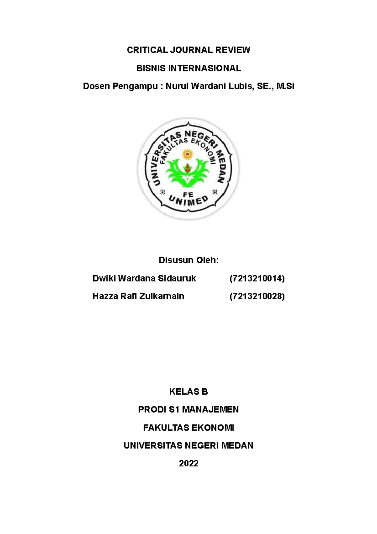 Critical Journal Review- Bisnis Internasional Kelompok 5 - Manajemen 4B ...