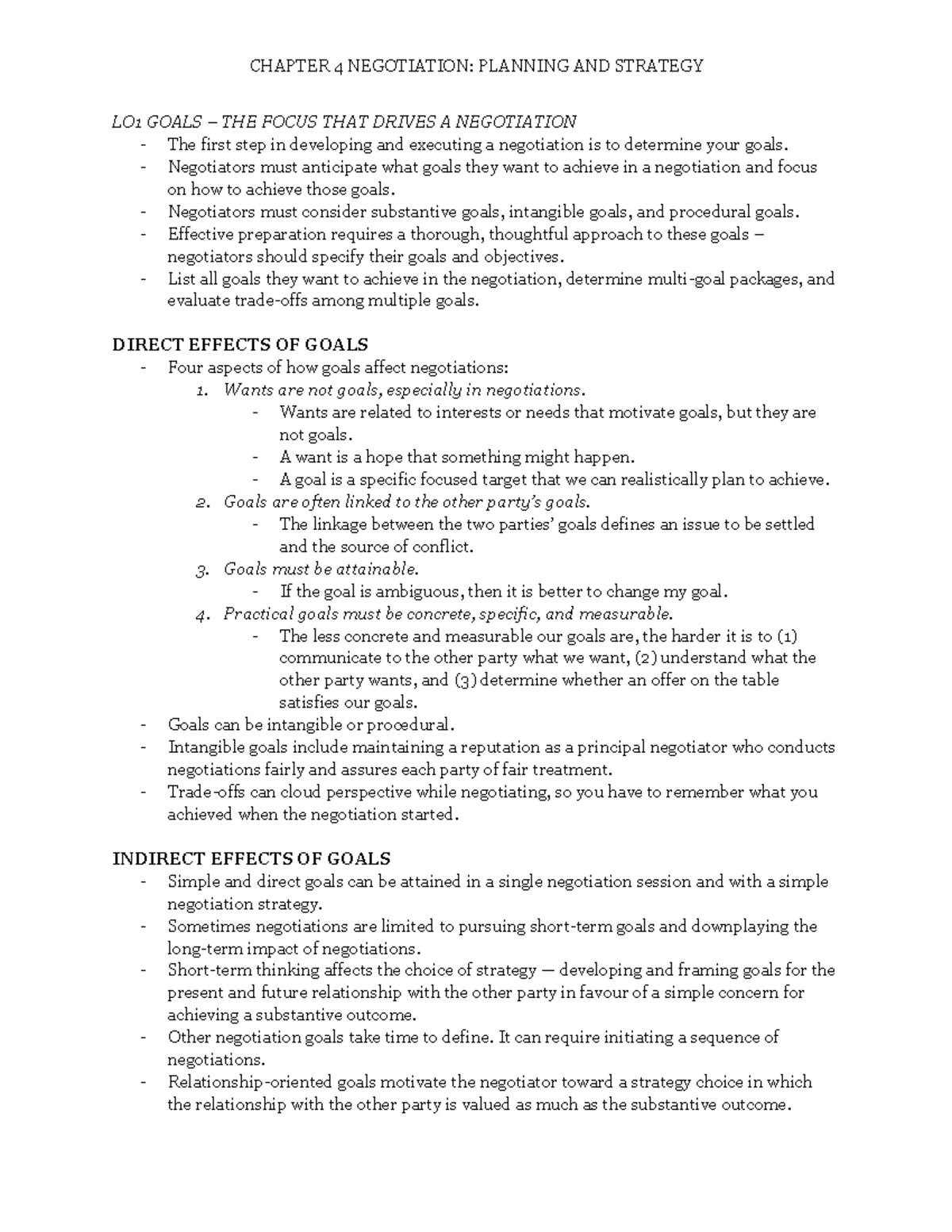Chapter 4 Planning & Strategy CHAPTER 4 NEGOTIATION PLANNING AND