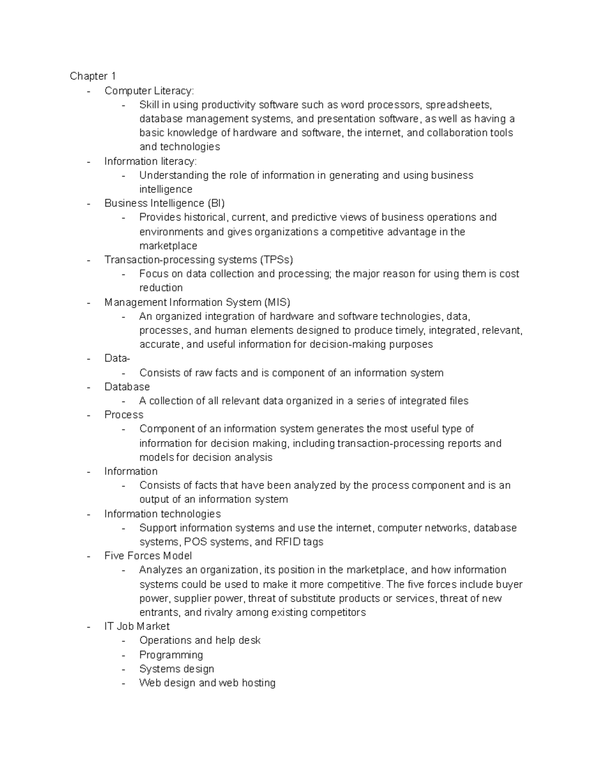 CISC 181 - notes - Chapter 1 - Computer Literacy: - Skill in using ...