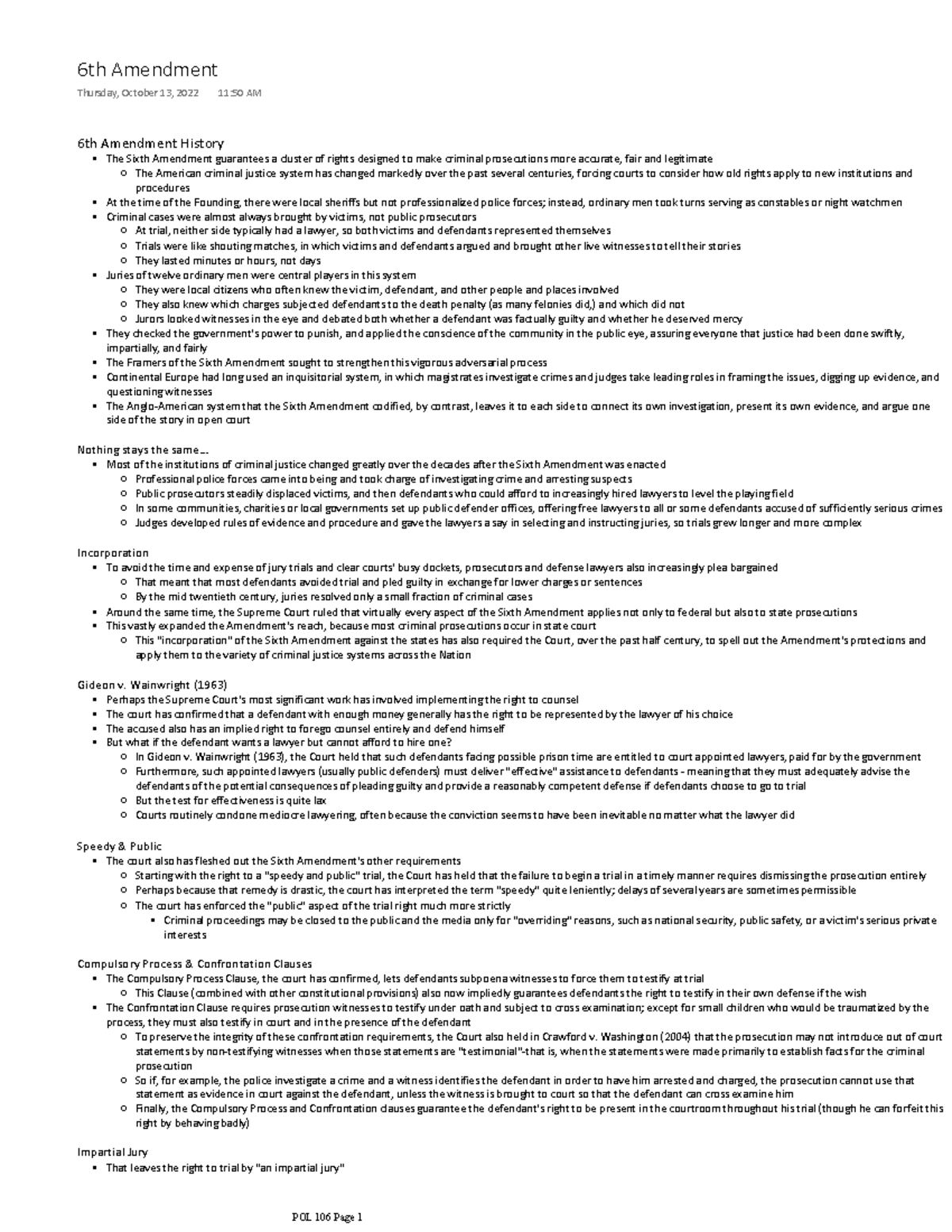 Pol 106 6th Amendment - 6th Amendment History The Sixth Amendment ...