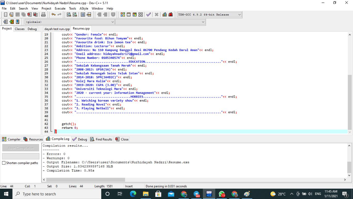 Nurhidayah Nadzri ( Resume) - Algorithm and Data Structures - Studocu