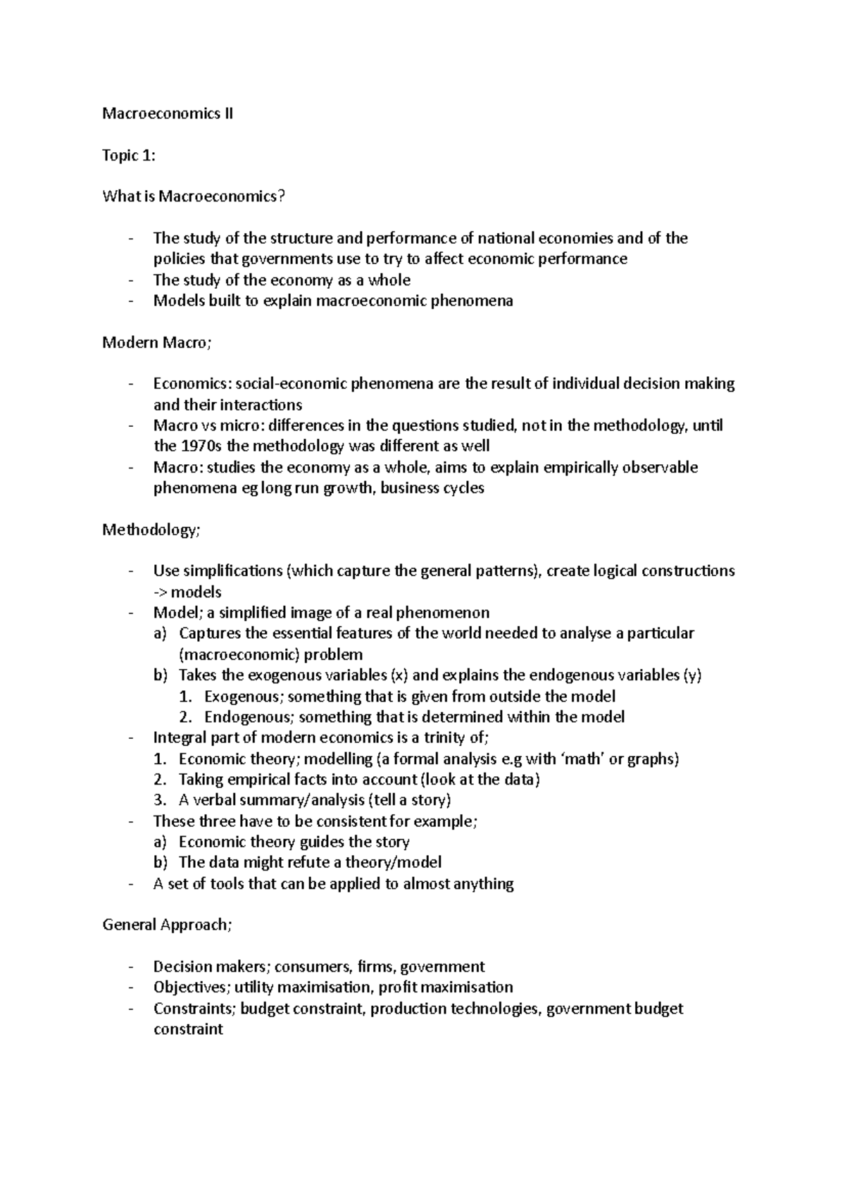 Topic 1 Overview & Measurement - Macroeconomics II Topic 1: What is ...