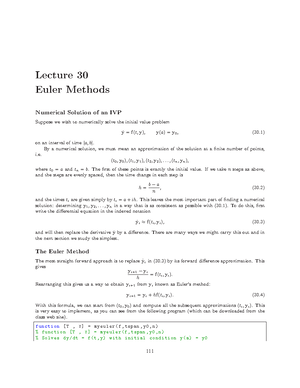 Lecture Notes, Lecture 35-39 - Lecture 35 Parabolic PDEs Explicit ...