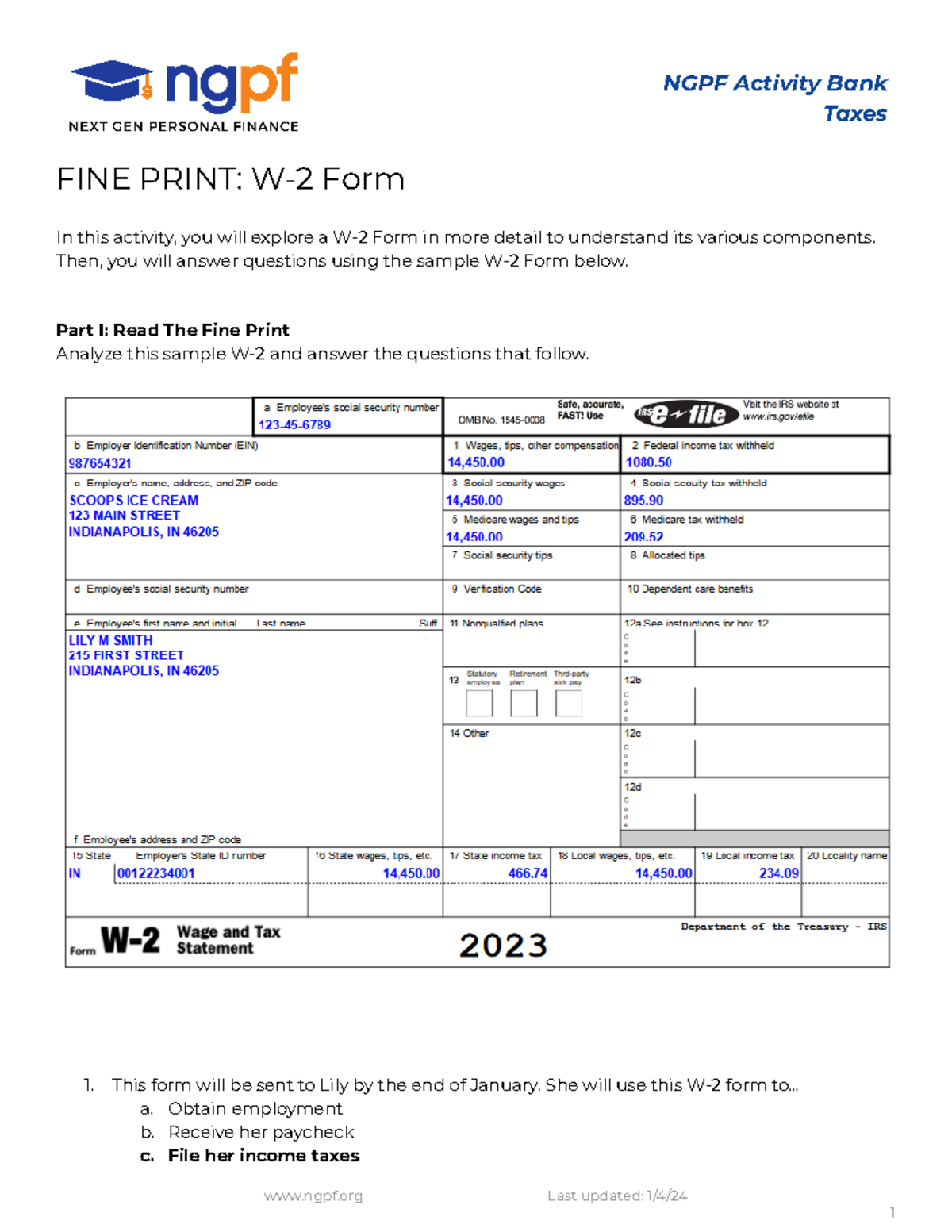 Copy of FINE Print W2 Form NGPF Activity Bank Taxes FINE PRINT W2