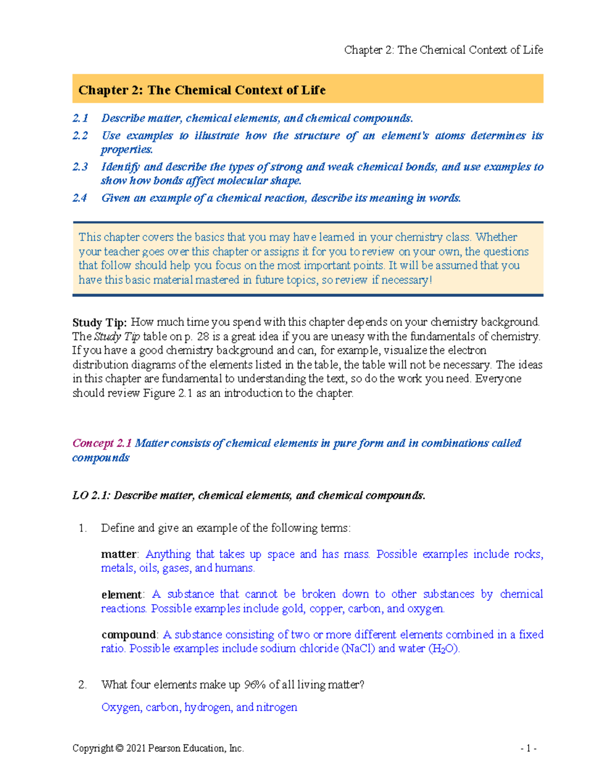 Bio12 ARG Answer Key 02 - Copyright © 2021 Pearson Education, Inc. - 1 ...