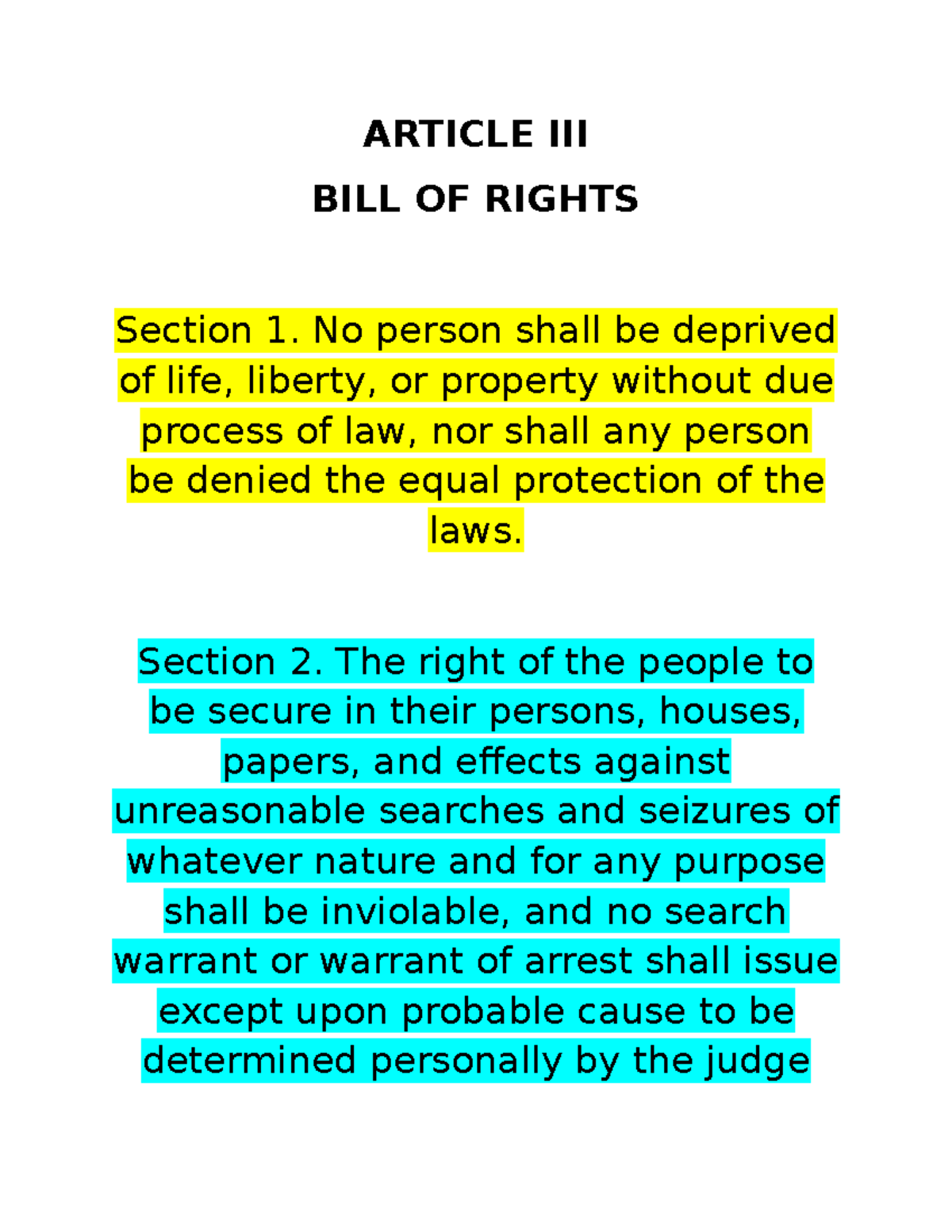 article 3 section 1 22 philippine constitution