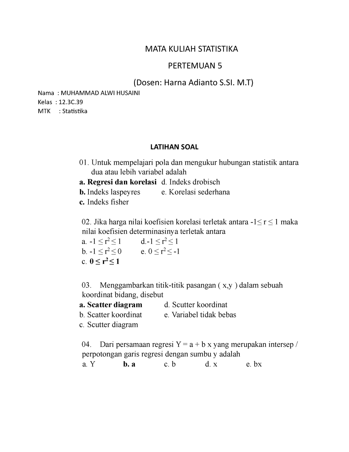 Tugas Statistika 5 - Avadggsdv - MATA KULIAH STATISTIKA PERTEMUAN 5 ...