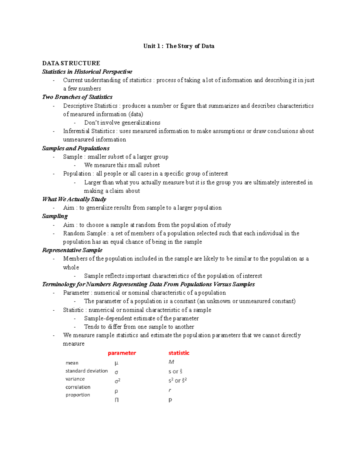 Psych 240 Unit 1 Lecture Notes - Unit 1 : The Story of Data DATA ...