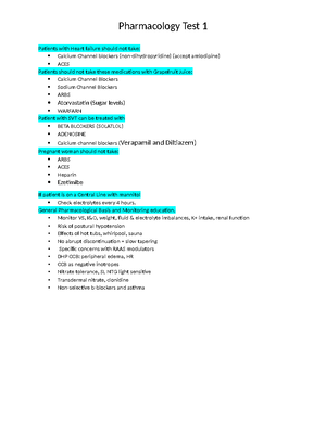 Pharm Exam 1 Review #1 - Tutor - Pharmacology Tutoring 9/26/ Pharm Exam ...