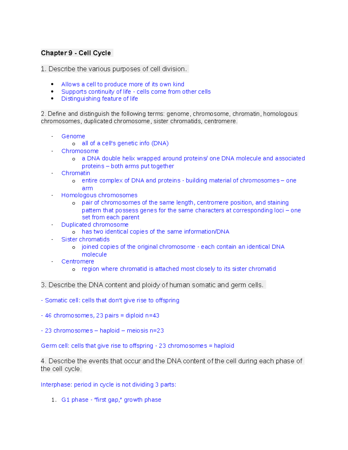 Bio exam 3 study guide - Dr. Brain Couch - Chapter 9 - Cell Cycle ...