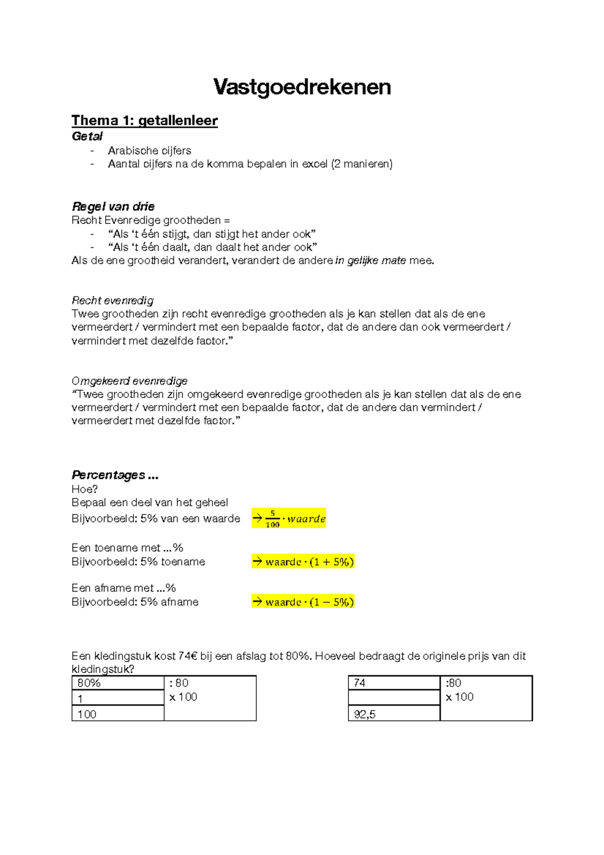 Vastgoedrekenen - Samenvatting Van De Ppt's Vastgoed Op De AP ...